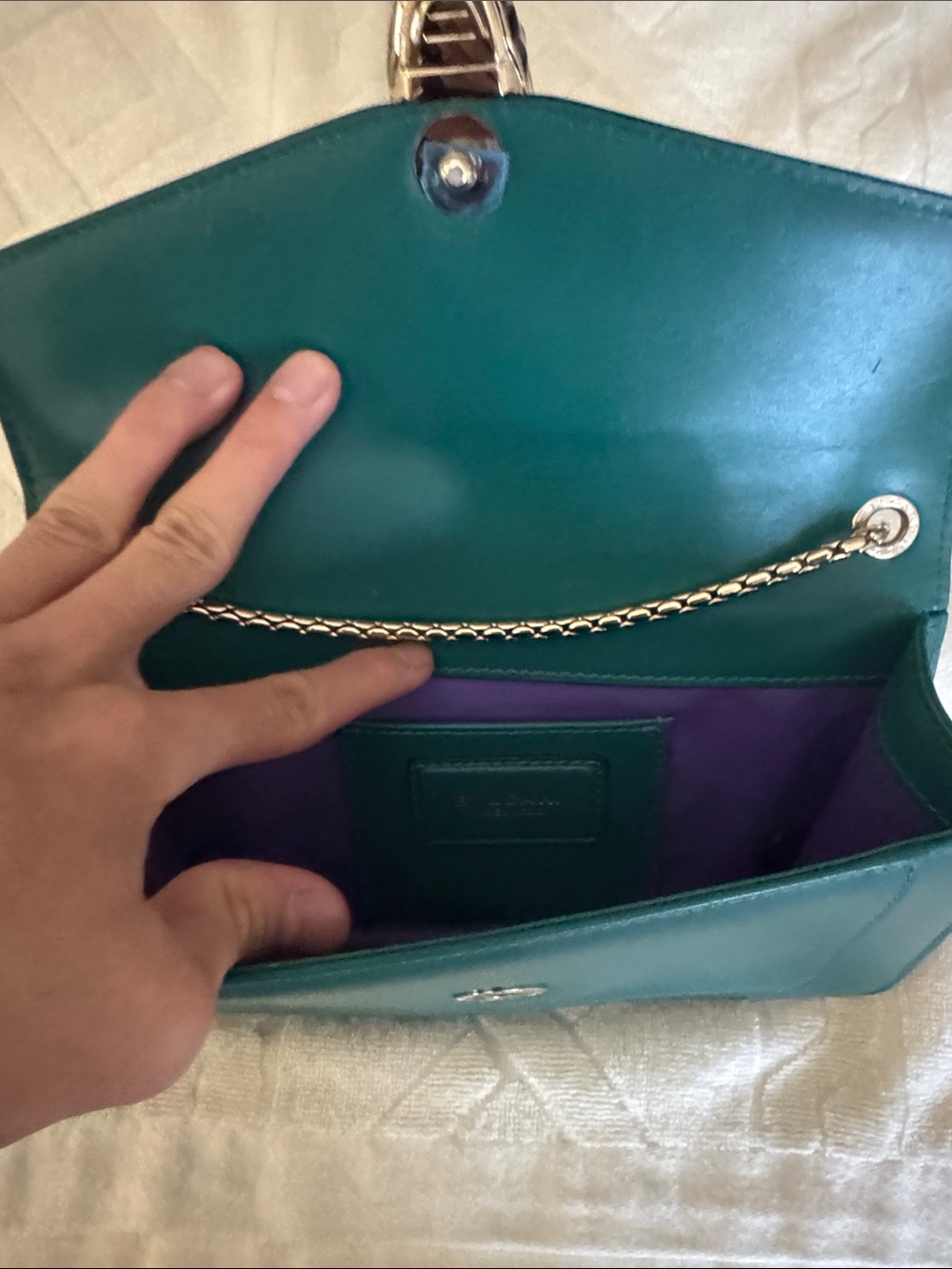Bulgari Teal Crossbody Bag with Snake-Head Clasp - Picture 3 of 6